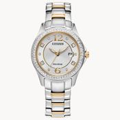 Ladies Citizen Eco-Drive Two Tone Silver Dial Bracelet Watch image