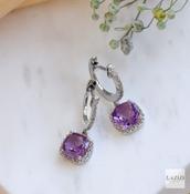 White Gold Amythyst &amp; Diamond Drop Earrings image