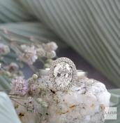 Platinum 1.76ct Oval Laboratory Diamond Ring &amp; Natural Diamond Halo Ring image