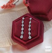 18kt White Gold Drop Diamond Earrings 6 Round Brilliant Diamonds image