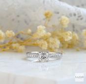 Platinum Web Assher Cut Solitaire Pave Set 0.81ct F VS1 Diamond Engagement Ring image