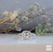 18kt White Gold G VS 0.70ct Square Emerald Cut 0.28ct Split Diamond Shoulders Engagement Ring image