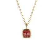 Gold Plated Semi-Precious Dark Ruby Quartz Pendant &amp; Chain