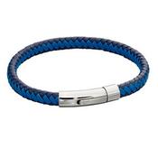 Fred Bennett Stainless Steel Blue &amp; Black Plaited Leather Bracelet image