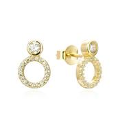 Kilkenny Silver Gold Plated Circle CZ Stud Earrings image