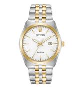 Citizen Gents Two Tone Eco Drive White Dial Bracelet Watch image
