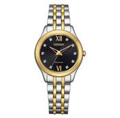 Citizen Ladies Silhouette Diamond Two Tone Black Dial Bracelet Watch image