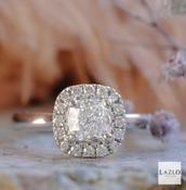 Platinum 1.09ct D VS1 Cushion Laboratory Diamond &amp; 0.24ct Diamond Halo Ring image