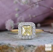 18kt Yellow Gold &amp; Platinum 1.02ct Intense Yellow Laboratory Princess Cut 0.24ct Diamond Ring image