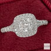 Platinum Laboratory D VVS1 O.81ct Cushion Diamond &amp; 0.31ct Natural Diamond Halo Split Diamond Ring image