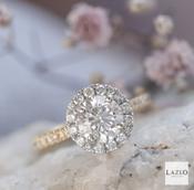 18kt Yellow Gold 1.37ct D VS1 Round Brilliant Laboratory Diamond &amp; Natural 0.47ct Diamond Shoulder Ring image