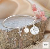 Silver Plated Confirmation Dove &amp; Cross Bangle image