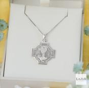 Sterling Silver Fancy Polished Communion Medal &amp; Chain