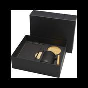 Laura A5 hard cover notebook and ballpoint pen gift set - Solid black