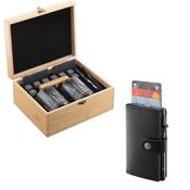 Galway Crystal Liffey Whiskey Gift Set &amp; Black Leather Card Holder Wallet