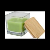 Ambra square glass candle with bamboo lid image