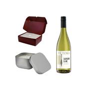 Tindra square tin candle &amp; Te Toka Sauvignon Blanc