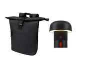 Kooduu Sensa Play Mini JBL portable speaker and lamp + Resi Plus 15" GRS recycled roll-top backpack 18L image