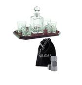 Galway Crystal Longford Square Decanter Set + Whiskey Stones Set of 4 image