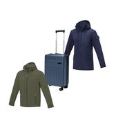 Langley softshell Jacket + Rover 20" GRS recycled cabin trolley 40L + Kai unisex lightweight GRS recycled circular jacket