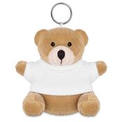 Teddy bear plush key ring. 100% cotton t-shirt for logo imprint.