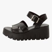 Tamaris Black Leather Chunky Platform Sandal