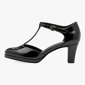 Marco Tozzi Black Patent T-Bar Court Shoes