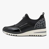Marco Tozzi Black Leopard-Detail Wedge Trainers