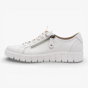 Jana Softline Leather White Lace-Up Trainer (Wide Fit H)