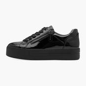 Jana Black Patent Vegan Platform Trainer with Zip Detail