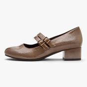 Jana Softline Taupe Patent Wide Fit Court Shoe image