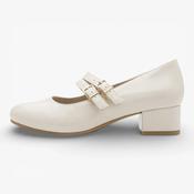 Jana Softline Ivory Patent Double-Strap Block Heel (Wide Fit H)