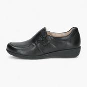 Caprice Black Leather Slip-On Shoe with Cushioned Insole