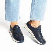 Ara Osaka Navy Leather Wide Fit Trainers with Zip image