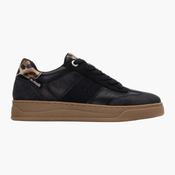 Refresh Black Vegan Trainer with Leopard Detail &amp; Gum Sole