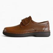 Ara Men's Extra Wide Cognac Leather Shoes – Velcro Fastening &amp; Removable Footbed