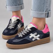 Another Trend Iconic II Navy Leather Trainer with Pink Detail