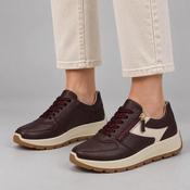 Ara New York Merlot Leather Wide Fit Trainer with Zip
