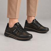 Ara Sapporo Black Bronze Wide Fit Trainer with Zip