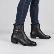 Caprice Black Leather Low Heel Ankle Boots image