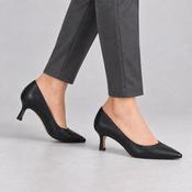 Caprice Black Nappa Leather Pointed Toe Court Shoes image