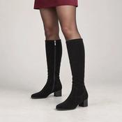 Caprice Black Stretch Block Heel Knee-High Boots image
