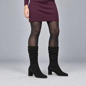 Caprice Black Stretch Mid-Calf Block Heel Boots image
