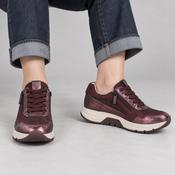 Caprice Burgundy Leather Wide Fit RollMotion Trainers