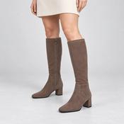 Caprice Cafe Brown Stretch Fit Block Heel Long Boots image