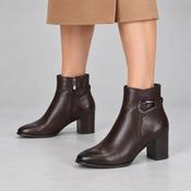 Caprice Dark Brown Leather Block Heel Ankle Boots image