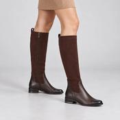 Caprice Dark Brown Leather &amp; Stretch Knee-High Boots image