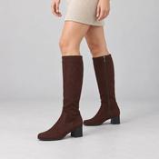 Caprice Dark Brown Stretch Block Heel Knee-High Boots image