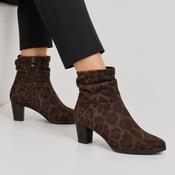 Caprice Leopard Stretch Block Heel Ankle Boots