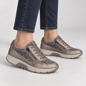 Caprice Taupe Snake Print Wide Fit Leather Trainers